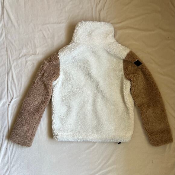 Sam New York Denver Cream Brown Colorblock Sherpa Jacket Size S - Picture 4 of 12